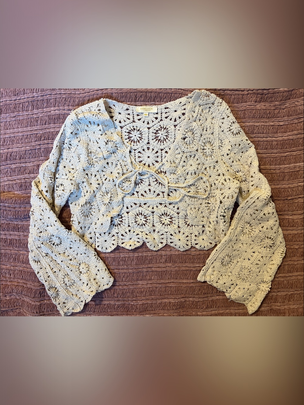 Cream Cropped Crochet Cardigan